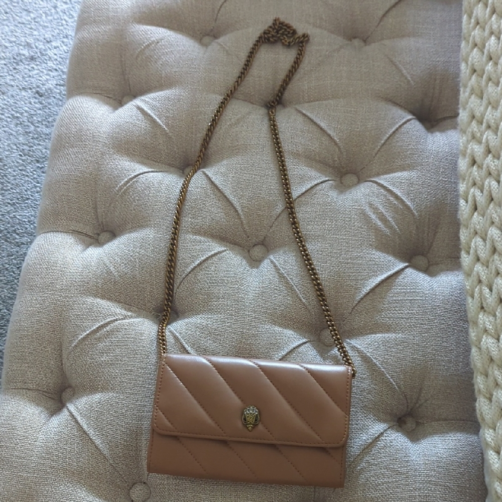 Kurt Geiger Tan Quilted Mini Bag with Chain